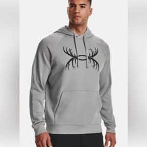 Under Armour cotton blend logo hoodie sweatshirt unisex relax fit grey size SM
